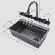 LUXURY MULTIFUNCTIONAL KITCHEN SINK WITH DOUBLE WATERFALL AND GLASS SHOWER