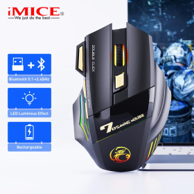 IMICE GW - X7 Free Double-click 2.4G Btooth Silent Rechargeable Dazzling Breathing Light Wireless Game Mouse 7 Keys
